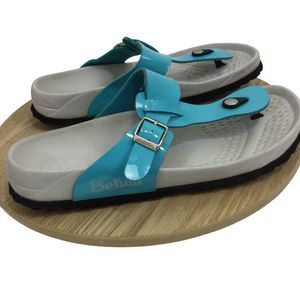 BIRKENSTOCK Womens Betula Gizeh Leather Sandals Blue L10 Size 41
